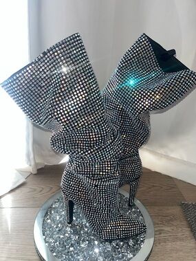 Steve Madden “Crushing” Crystal-Embellished slouchBoots